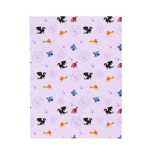 Violet Dragon Blanket Fourth Wing Gift for Her | Bookish Fleece Throw Blanket | Iron Flame Gifts | Bookstagram Merch