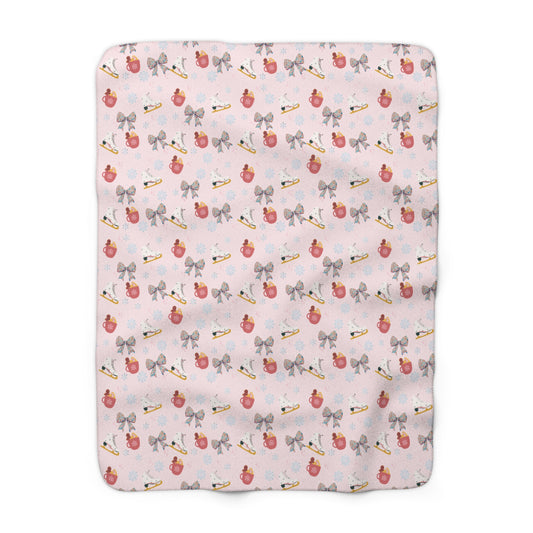 Sherpa Fleece Blanket - Pink Christmas Disco Girls Winter Throw Mirror Ball Home Decor, Viral Gift