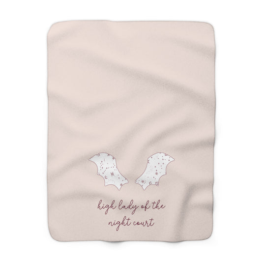 Sherpa Fleece Blanket, Night Court Theme Pink Rose Burgundy Fae Wings Baby Shower Gift