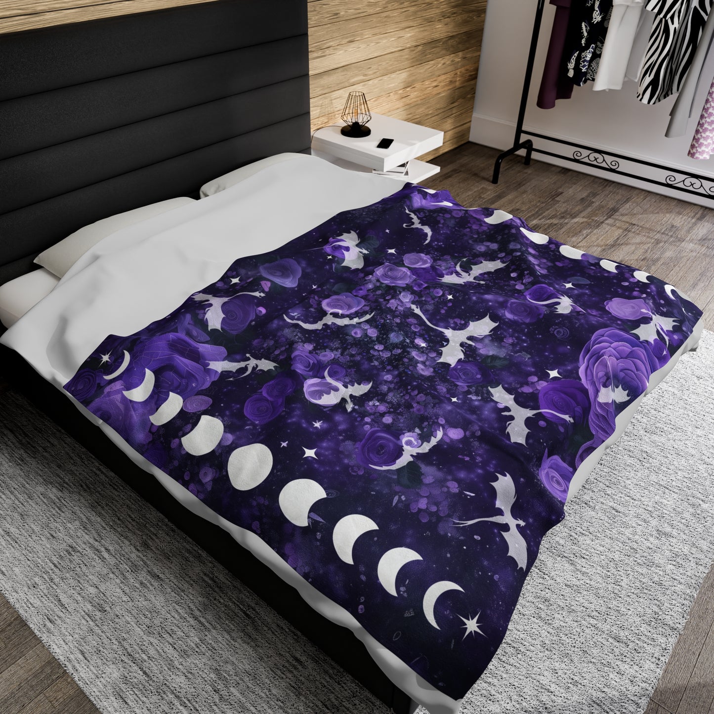 Purple Fantasy Blanket Castlecore Home Decor Velvet like Velveteen Throw Coverlet Fourth Wing Reader Booktok Merch