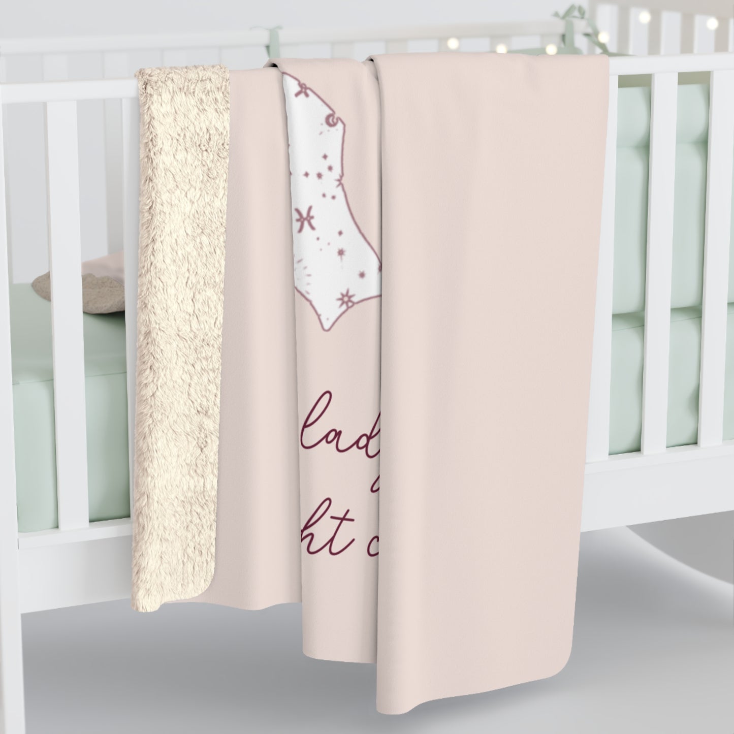 Sherpa Fleece Blanket, Night Court Theme Pink Rose Burgundy Fae Wings Baby Shower Gift