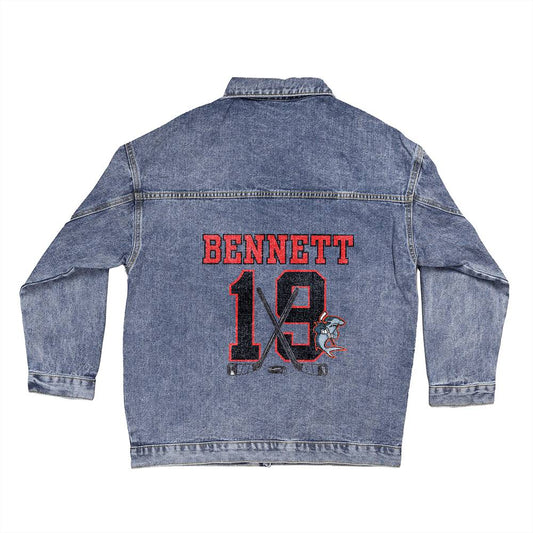 Custom Denim Jacket, Sports Mom Denim Coat, Custom Jean Jacket, Baseball Mom Jacket, Personalized Number Jackets, Football Jacket, Team Gift