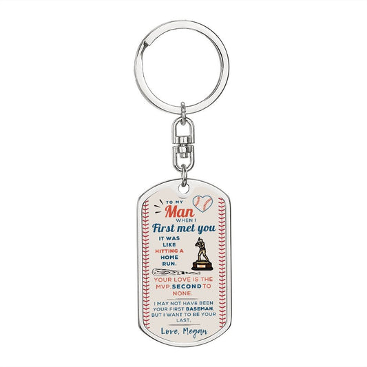 To my Man Baseball Keychain Boyfriend Gift, Homerun, Promise Ring for Him, Anniversary Gifts, Romantic Sentimental