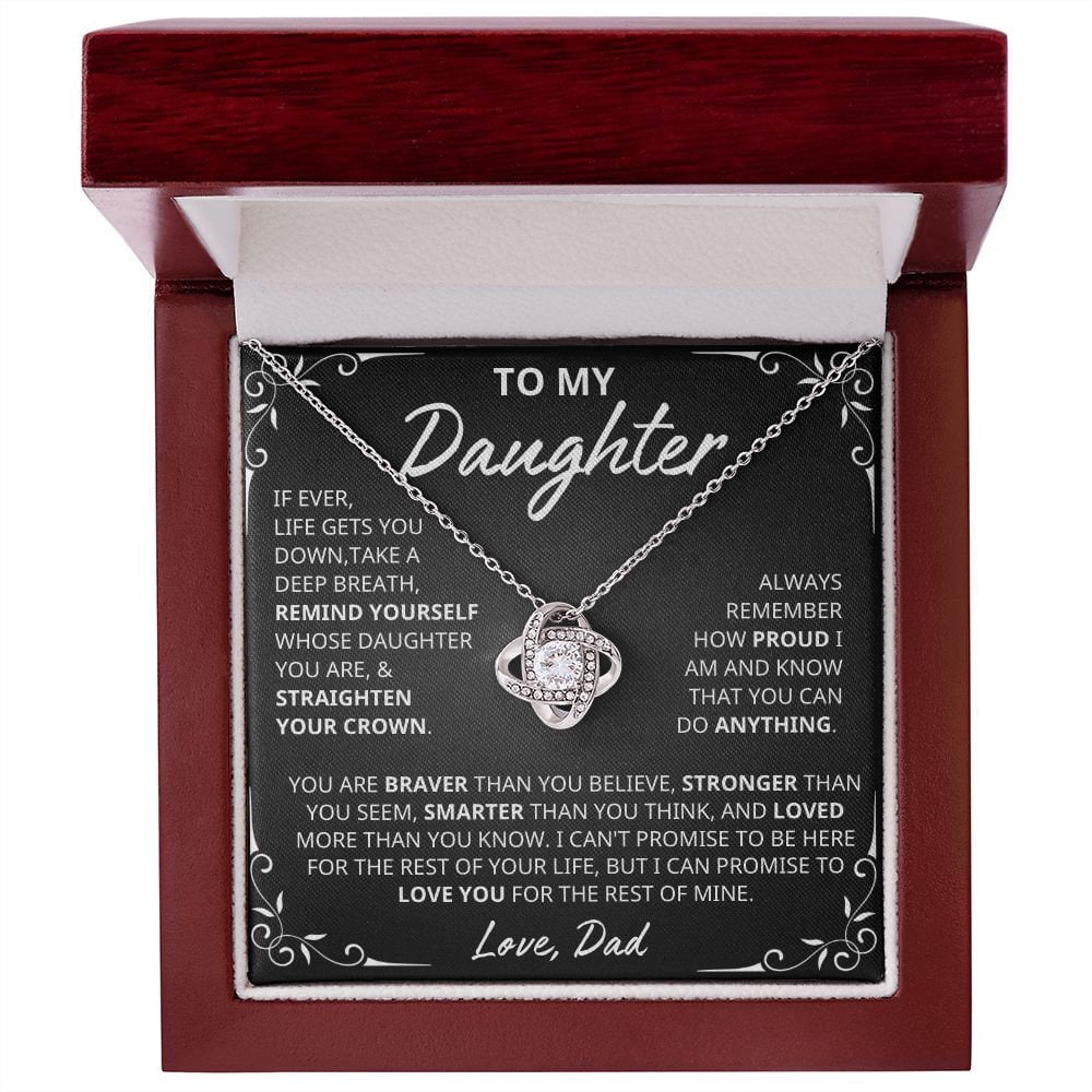 My Daughter, Gift From Dad, Inspirational Strength Gift, Daughter Necklace, Love Knot Necklace, 14k Sentimental Gift, Mother days Gift