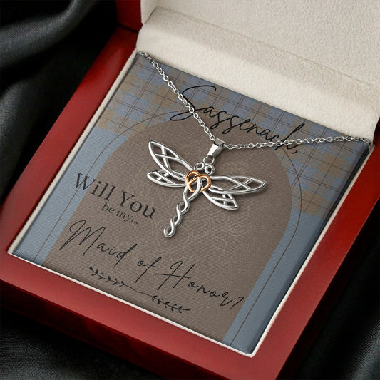 Outlander Themed Bridesmaid Necklace with Dragonfly