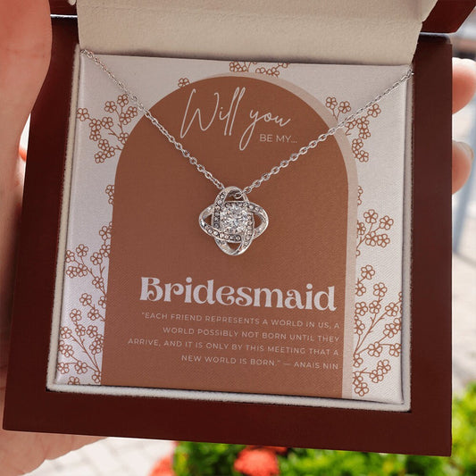 Terracotta Birdesmaid Proposal Necklace in optional wood box