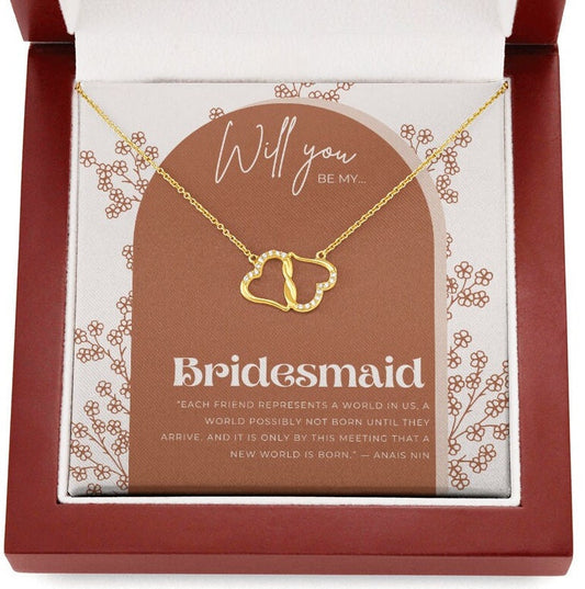 Terracotta Bridesmaid Proposal Gift in optional wooden box with Heart Necklace