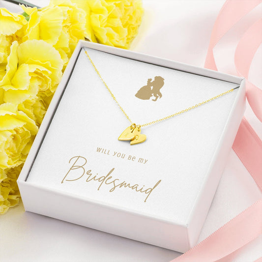 Beauty and the Beast Gold Bridesmaid Proposal Necklace Box with Monogram