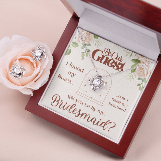 Bridesmaid Jewelry Set, Wedding, Proposal Box, Earrings, Necklace, Pendant, Beauty finds Beast