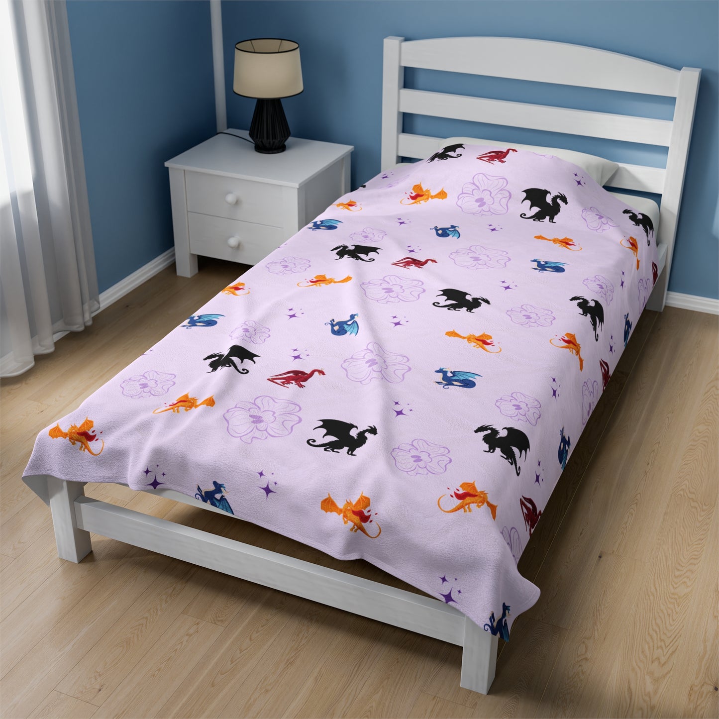 Violet Dragon Blanket Fourth Wing Gift for Her | Bookish Fleece Throw Blanket | Iron Flame Gifts | Bookstagram Merch