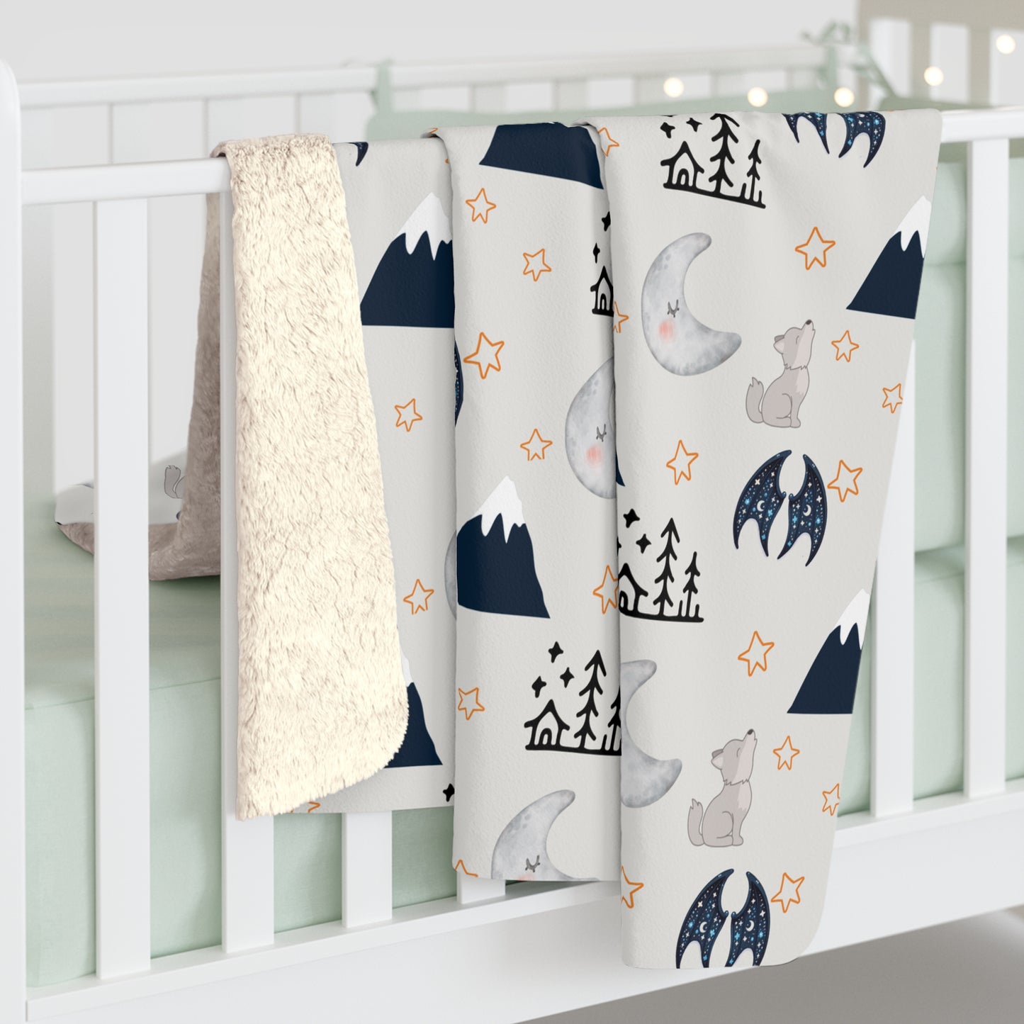 Sherpa Fleece Blanket, Cute Acotar Baby Blanket, Kids Halloween Blanket, Outdoorsy Mountain Bats, Celestial Moons, Boys Blue Fleece, Hygge