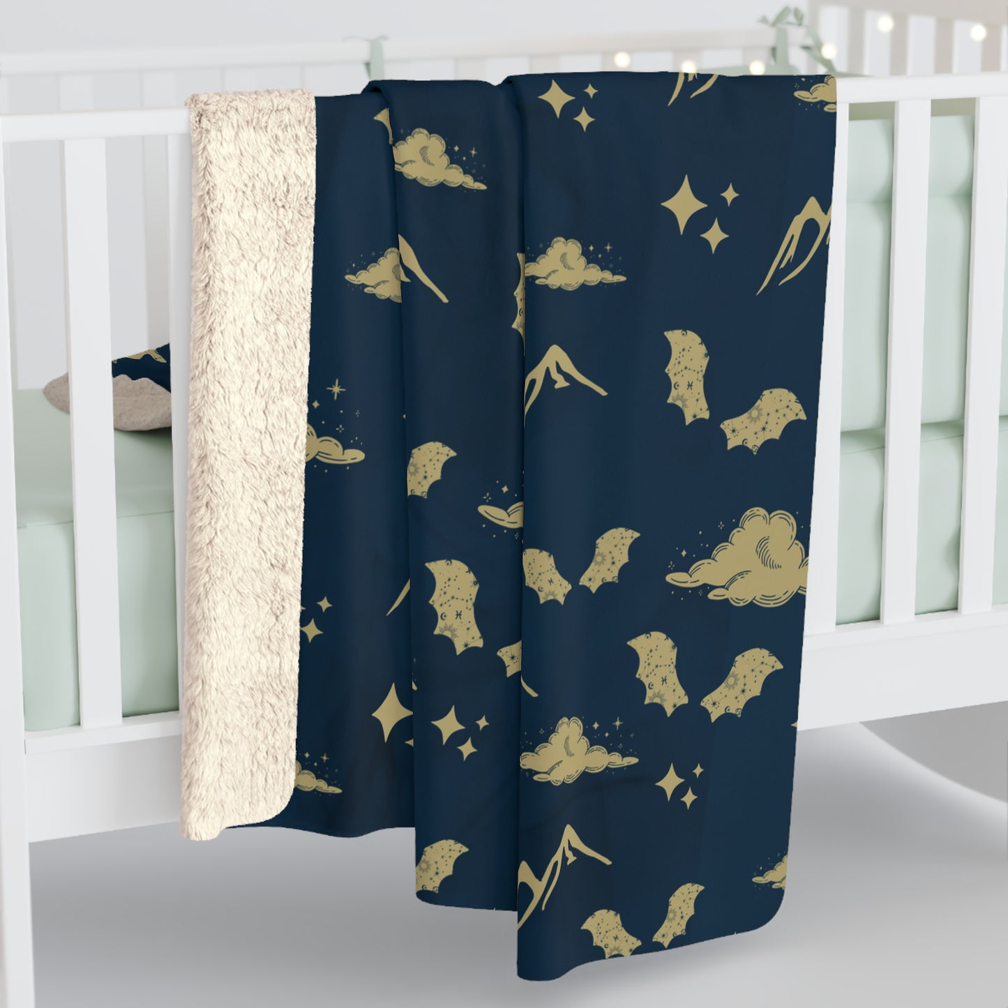 Cozy Acotar Sherpa Fleece Blanket, Crib Blanket Baby Shower Gift for Reader Romantasy Home Decor Celestial Bedding, Soft Plush Throw, Warm