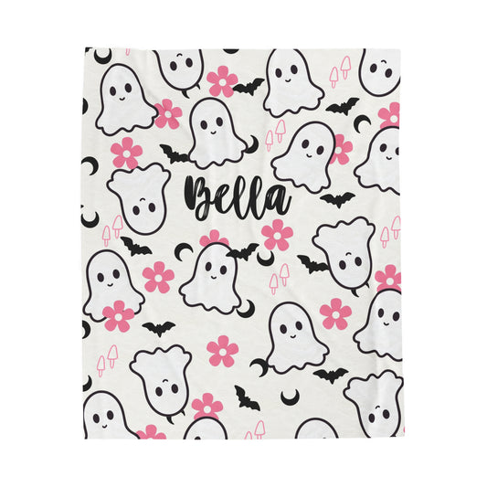 Halloween Baby Blanket, Pink Ghost Blanket, Halloween Throw, Teen Halloween