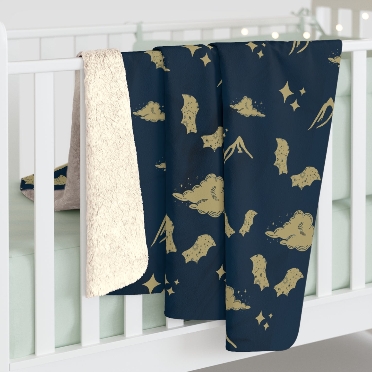 Cozy Acotar Sherpa Fleece Blanket, Crib Blanket Baby Shower Gift for Reader Romantasy Home Decor Celestial Bedding, Soft Plush Throw, Warm