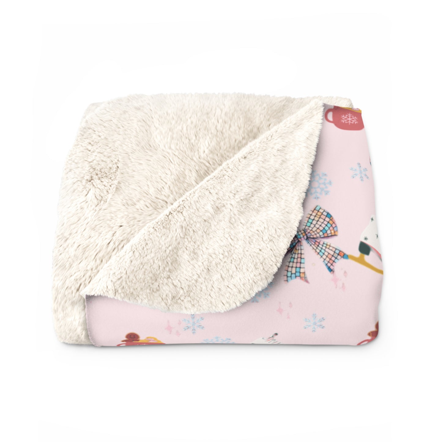 Sherpa Fleece Blanket - Pink Christmas Disco Girls Winter Throw Mirror Ball Home Decor, Viral Gift