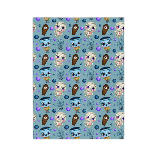 Cute Monster Halloween Blanket, Velveteen Minky for Spooky Season, Boys Throw Blanket, Toddler Frankenstein Halloween Baby