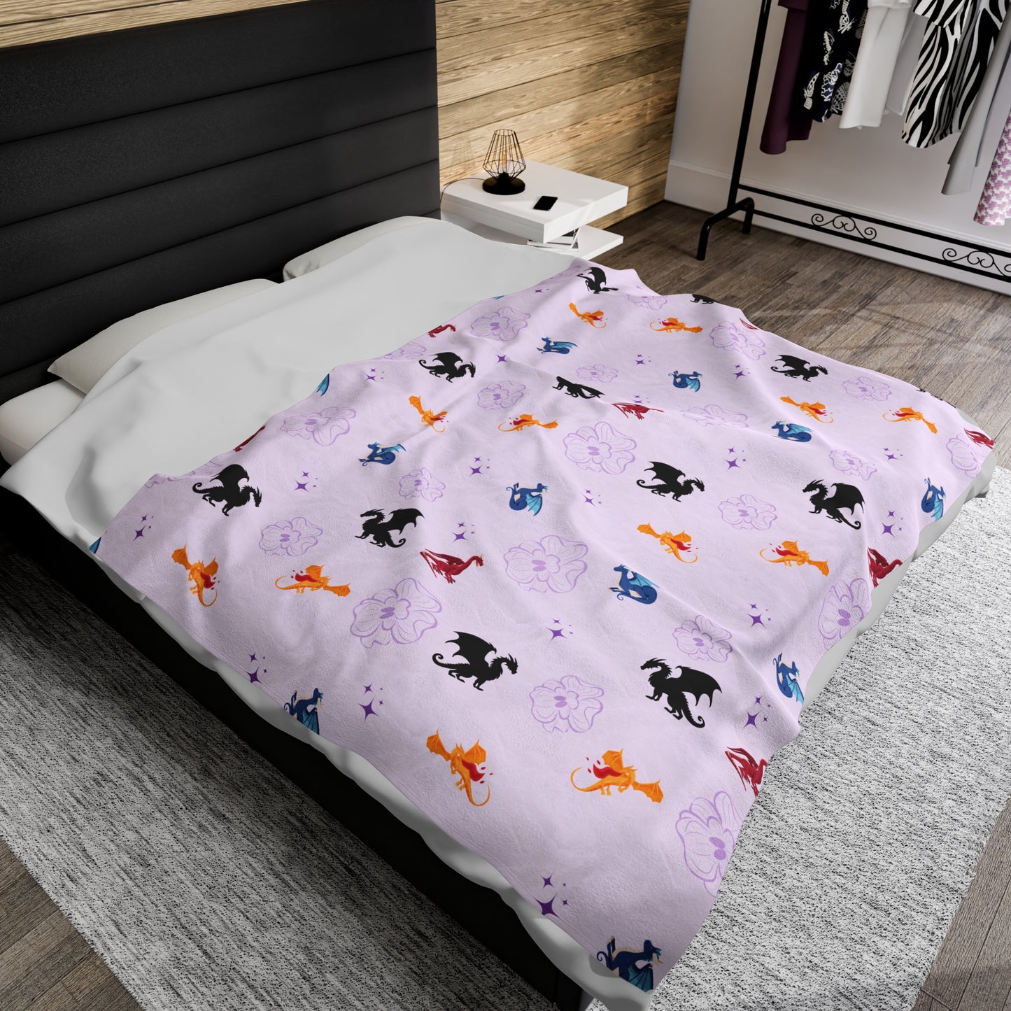 Violet Dragon Blanket Fourth Wing Gift for Her | Bookish Fleece Throw Blanket | Iron Flame Gifts | Bookstagram Merch