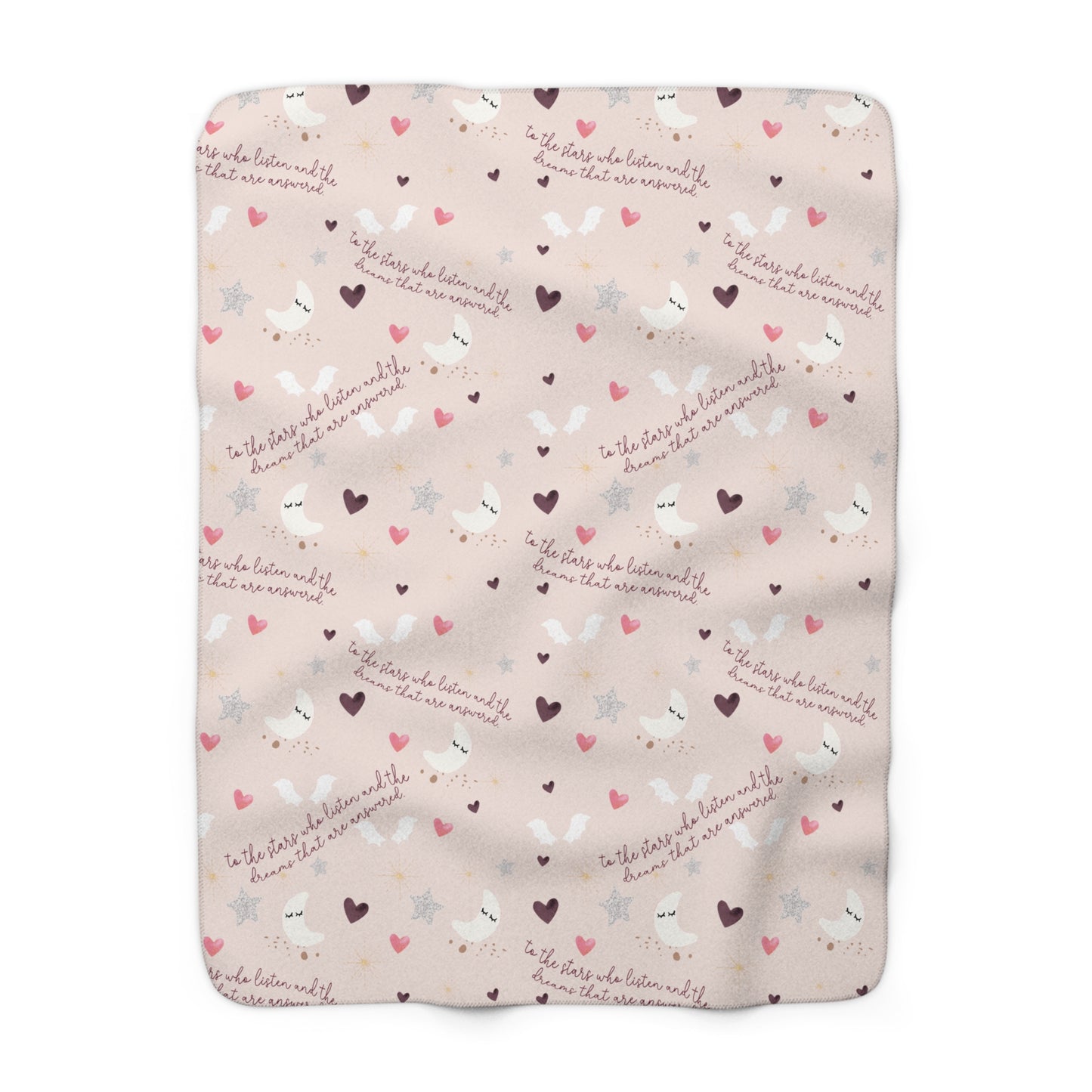 Sherpa Fleece Blanket - Cute Pink ACOTAR Nursery Baby Shower Gift, New Mom Gift, Velaris Nursery Decor, Burgundy Wings Fairies, Newborn
