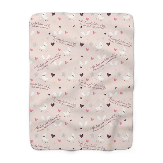 Sherpa Fleece Blanket - Cute Pink ACOTAR Nursery Baby Shower Gift, New Mom Gift, Velaris Nursery Decor, Burgundy Wings Fairies, Newborn