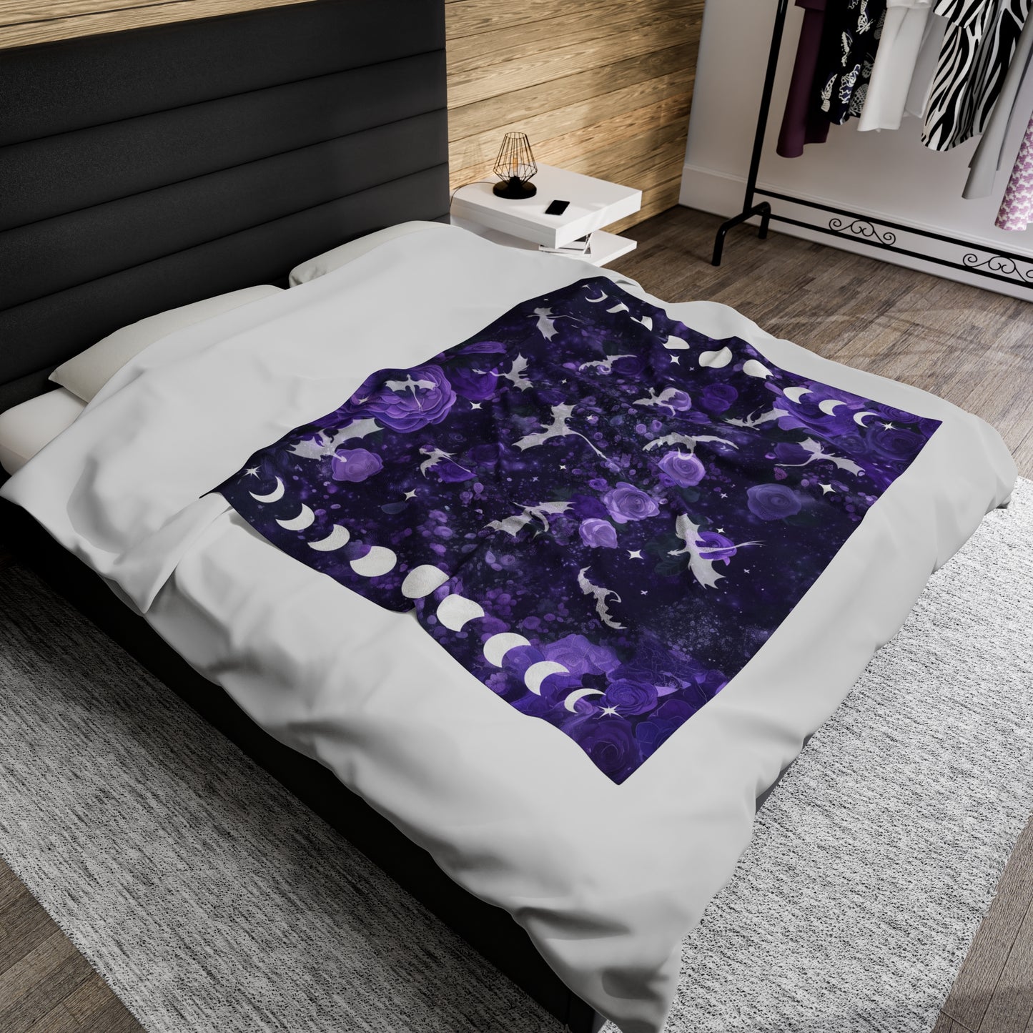 Purple Fantasy Blanket Castlecore Home Decor Velvet like Velveteen Throw Coverlet Fourth Wing Reader Booktok Merch