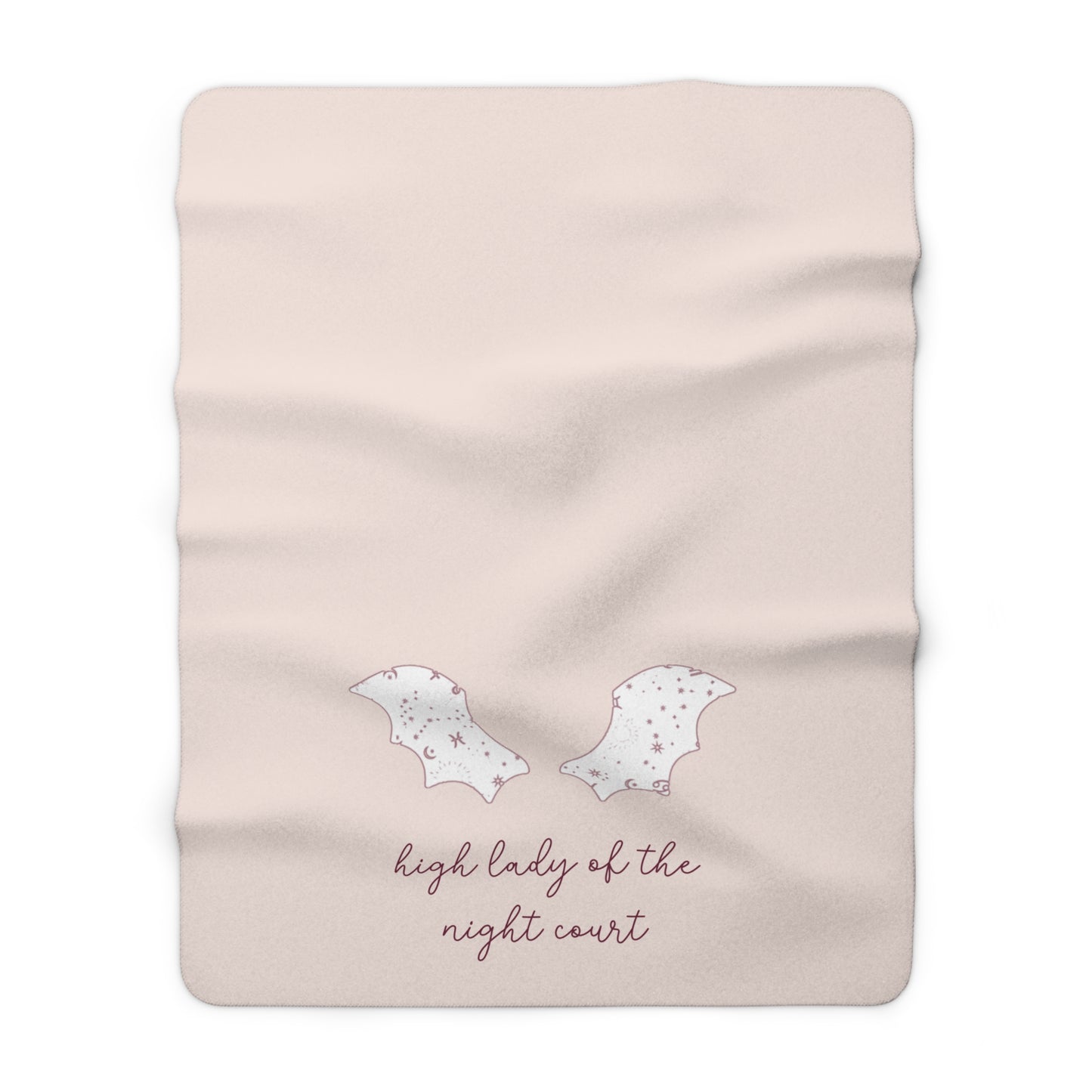 Sherpa Fleece Blanket, Night Court Theme Pink Rose Burgundy Fae Wings Baby Shower Gift