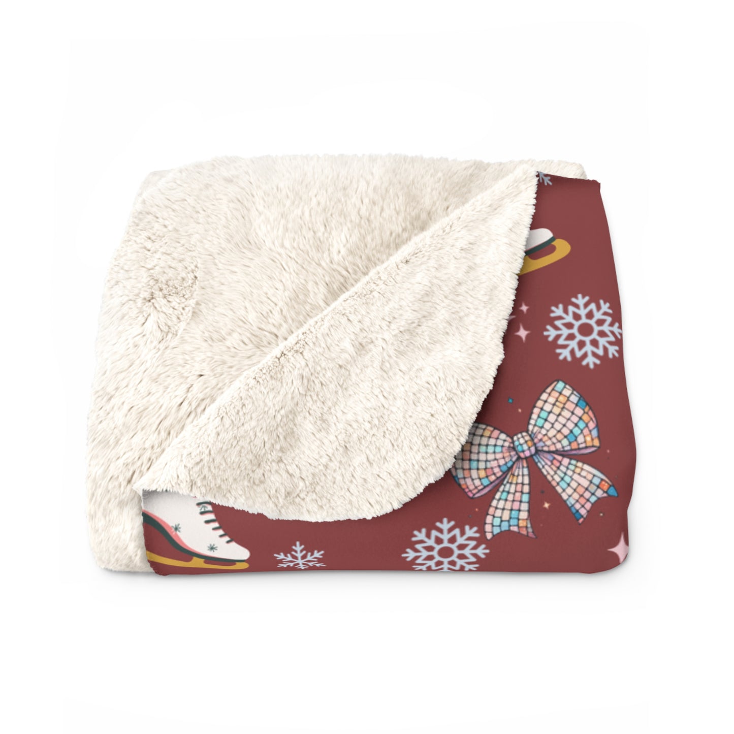 Sherpa Fleece Blanket, Coquette Bows Disco Tile Mirror Ball Swiftie Blanket, Christmas Home Decor for Kids Baby Girl Gift Present Figure