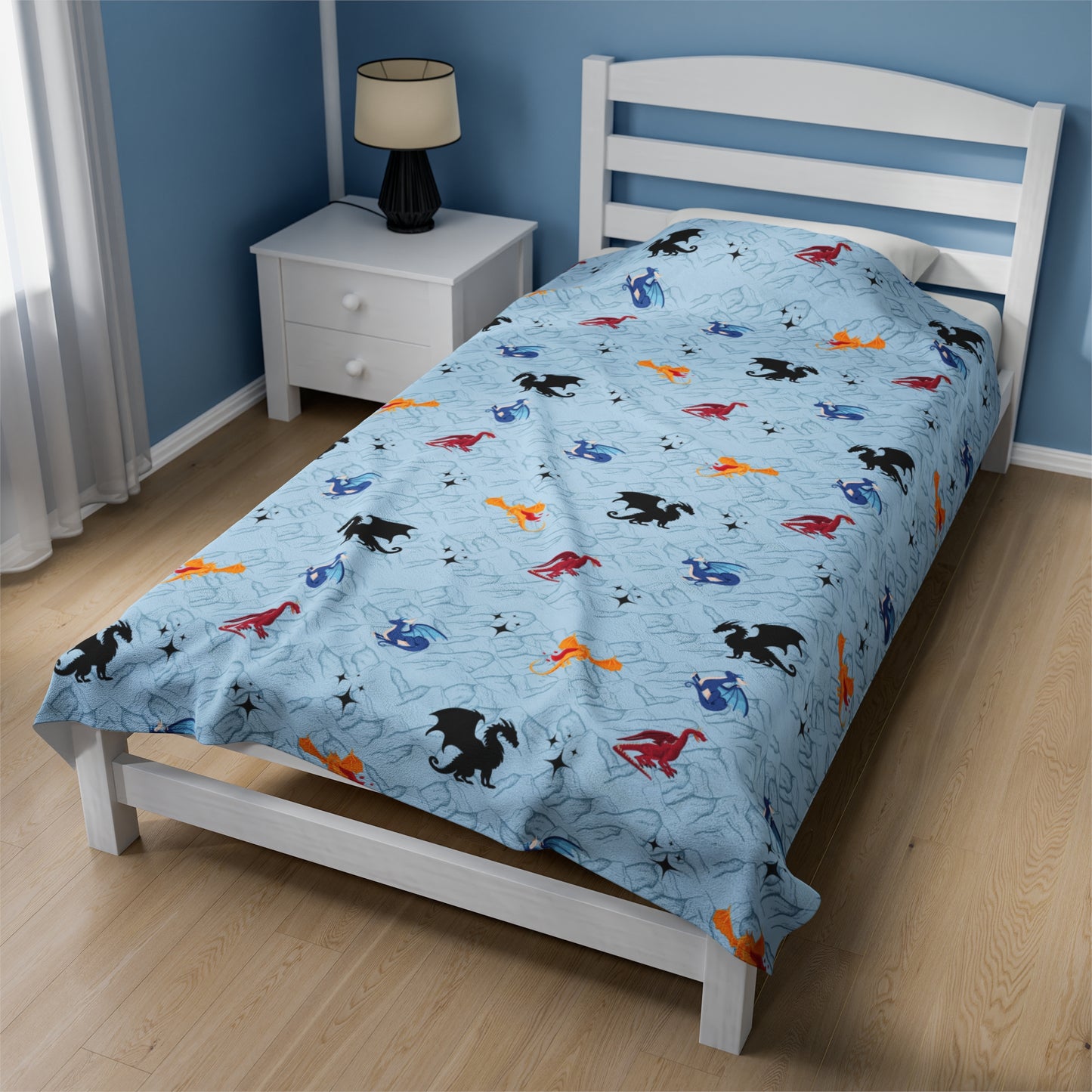 Blue Dragon Blanket Fourth Wing Gift for Her | Bookish Fleece Throw Blanket | Iron Flame Gifts | Bookstagram Merch