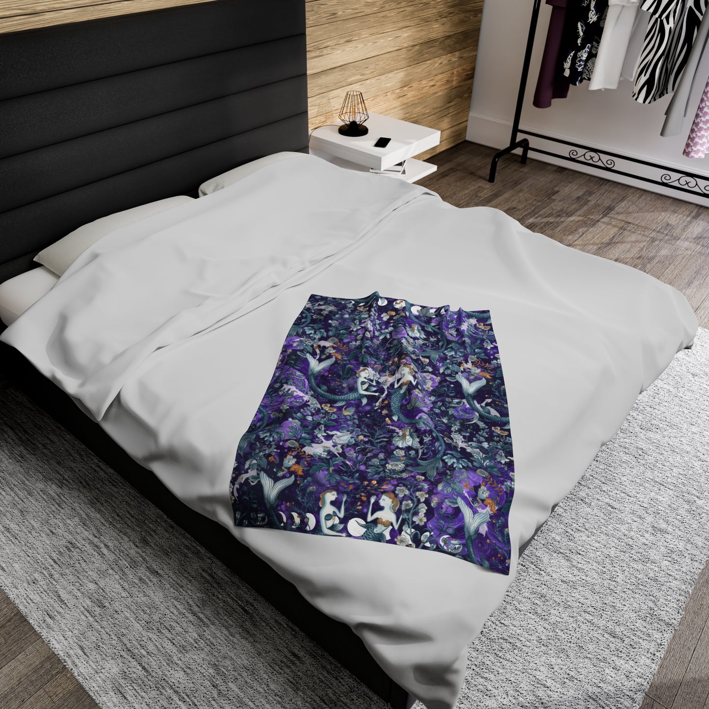 Purple Mermaids Fantasy Blanket Castlecore Home Decor Velvet like Velveteen Throw Coverlet Fourth Wing Reader Booktok Merch