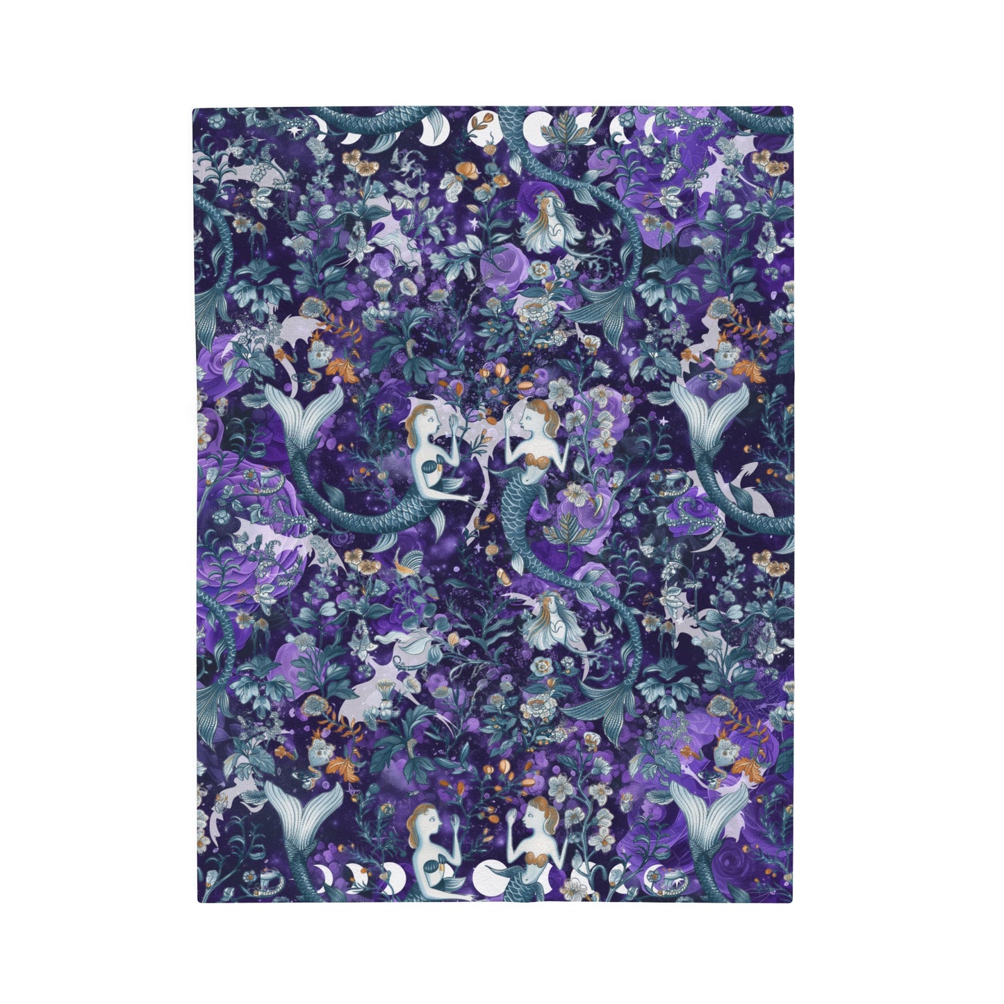 Purple Mermaids Fantasy Blanket Castlecore Home Decor Velvet like Velveteen Throw Coverlet Fourth Wing Reader Booktok Merch
