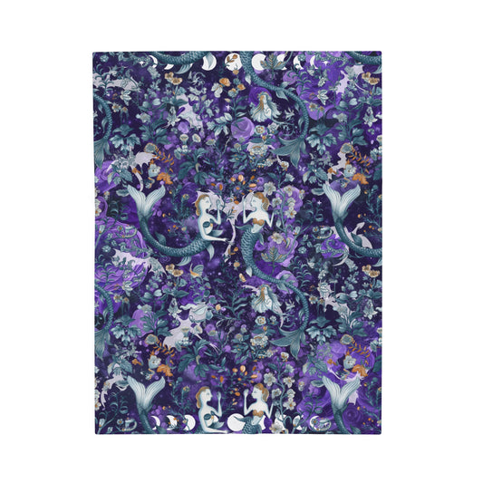 Purple Mermaids Fantasy Blanket Castlecore Home Decor Velvet like Velveteen Throw Coverlet Fourth Wing Reader Booktok Merch