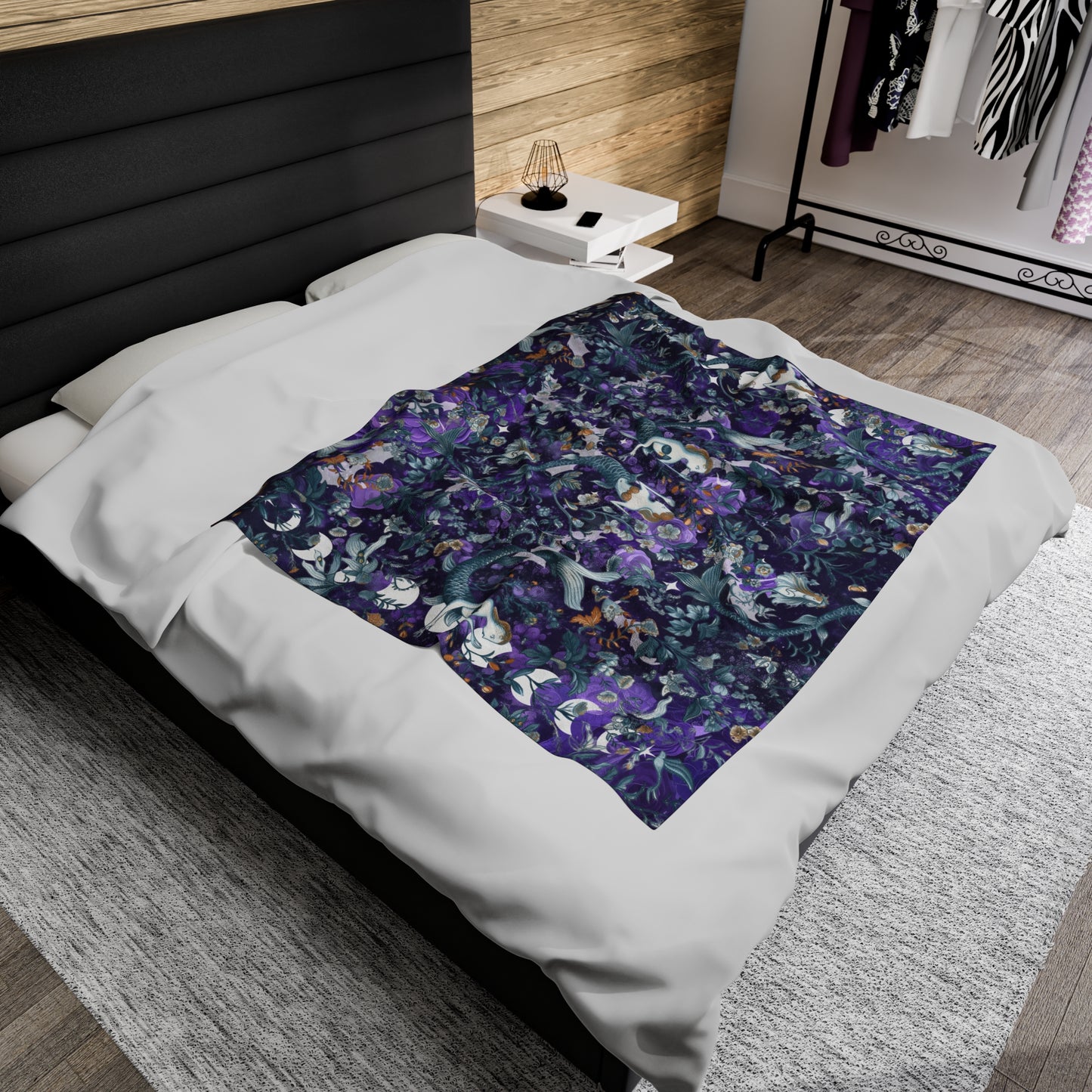 Purple Mermaids Fantasy Blanket Castlecore Home Decor Velvet like Velveteen Throw Coverlet Fourth Wing Reader Booktok Merch