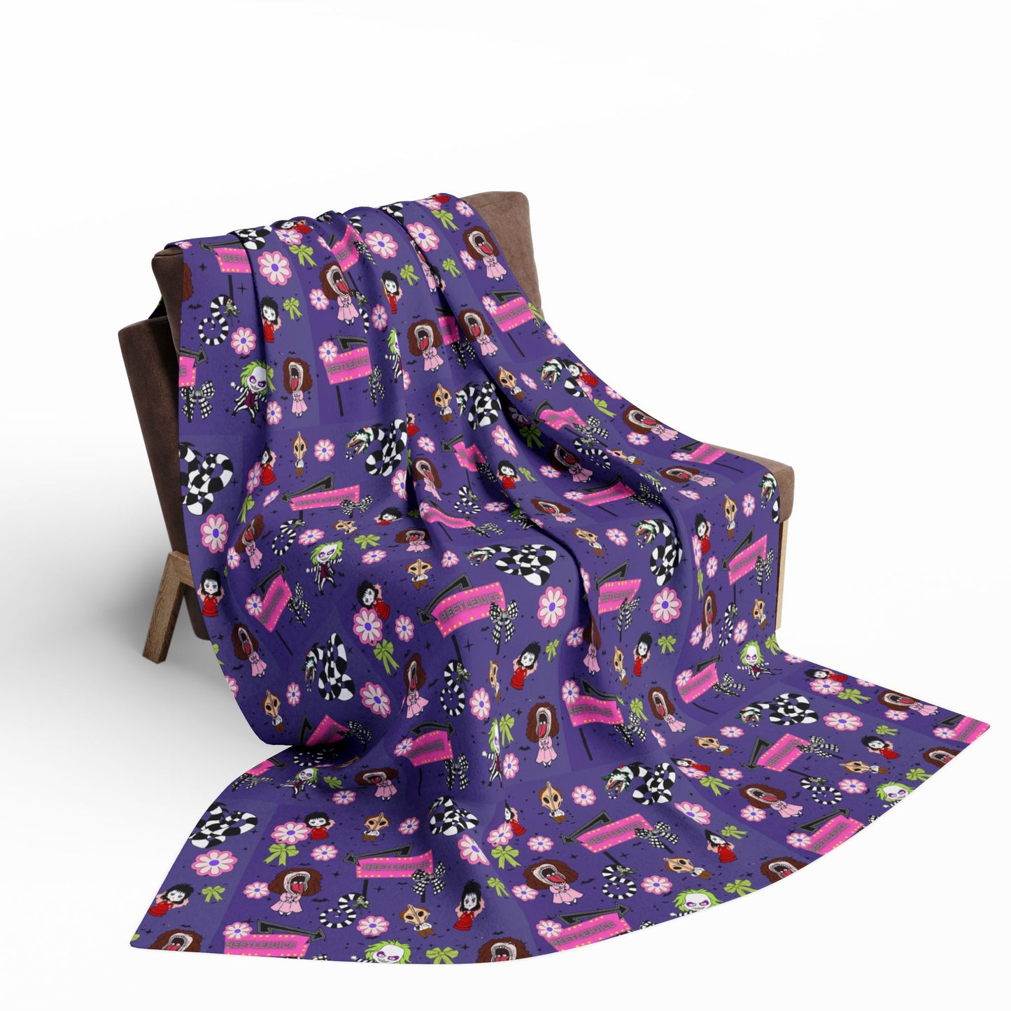 Halloween Beetle juice cute girly flower pink Fleece throw Blanket