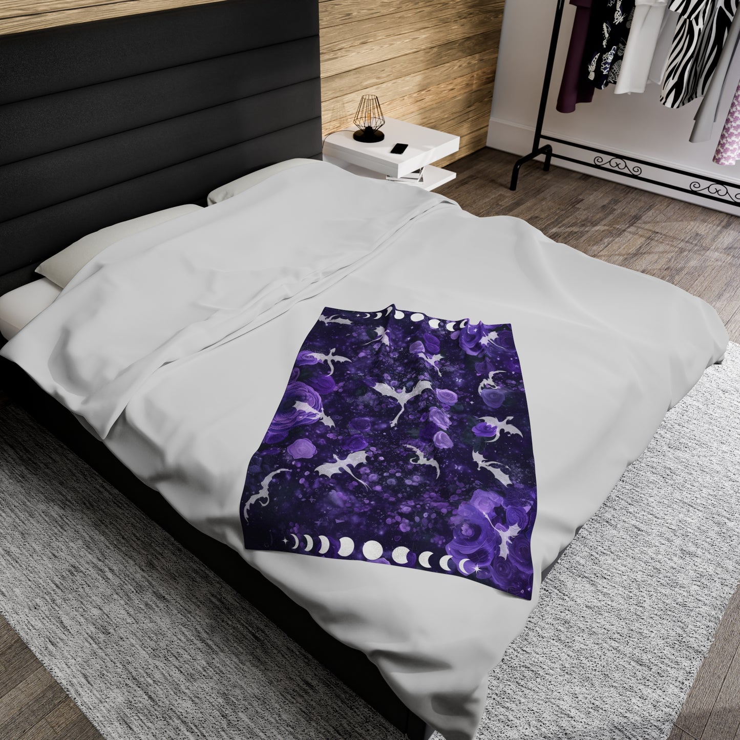 Purple Fantasy Blanket Castlecore Home Decor Velvet like Velveteen Throw Coverlet Fourth Wing Reader Booktok Merch