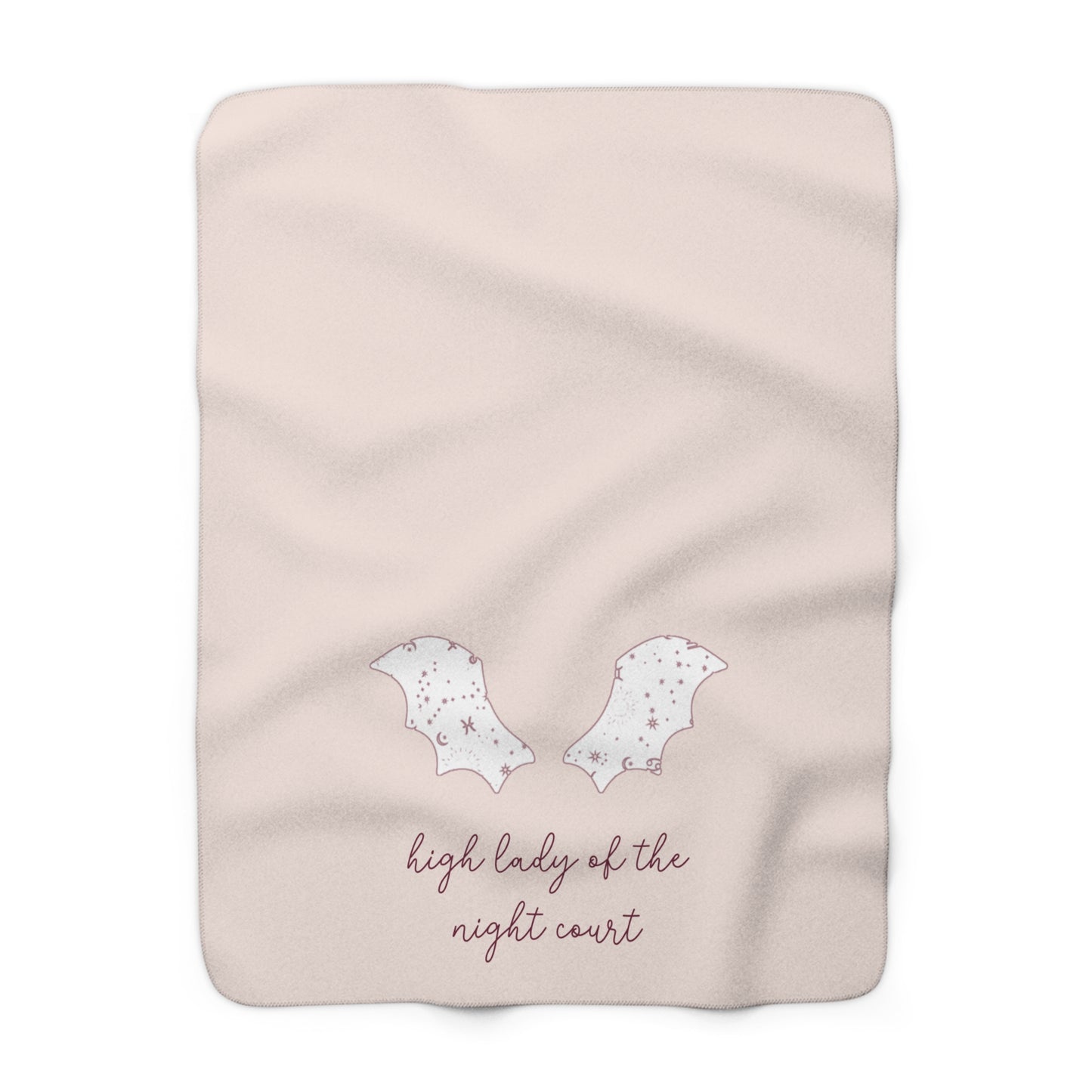Sherpa Fleece Blanket, Night Court Theme Pink Rose Burgundy Fae Wings Baby Shower Gift