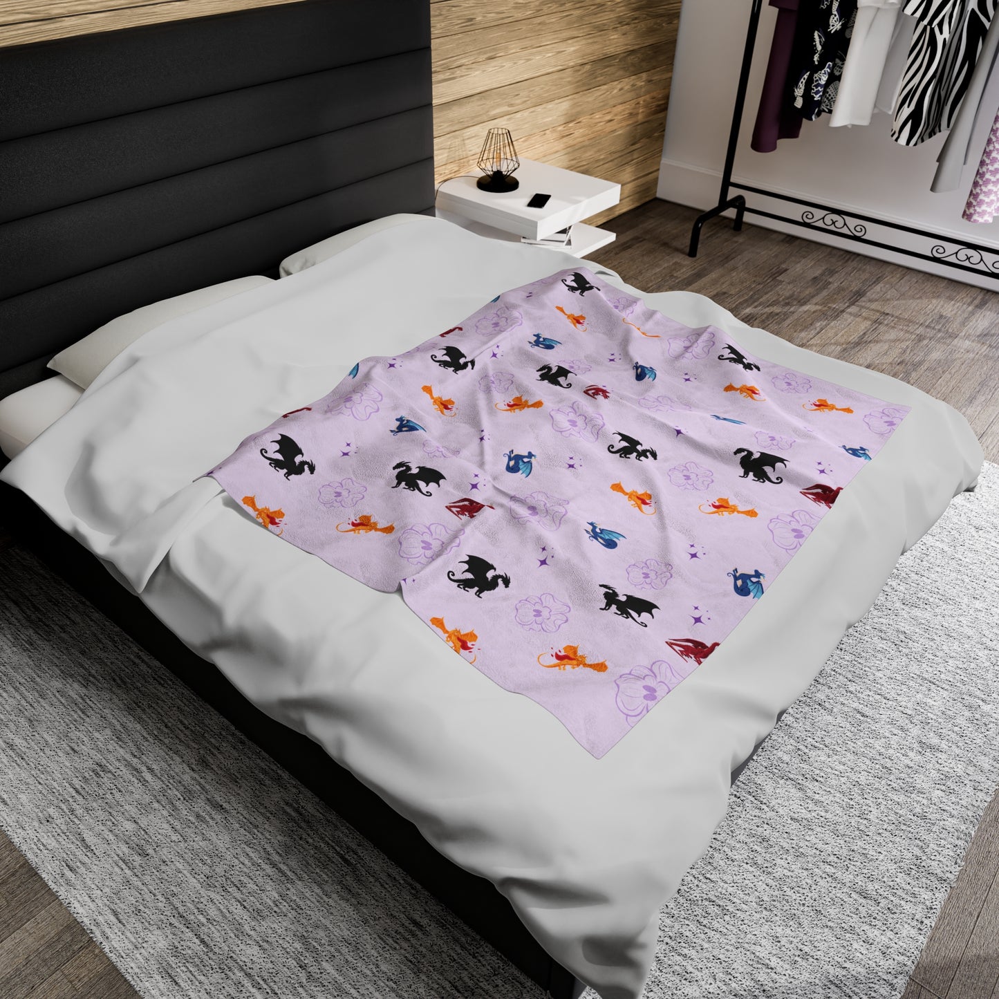 Violet Dragon Blanket Fourth Wing Gift for Her | Bookish Fleece Throw Blanket | Iron Flame Gifts | Bookstagram Merch