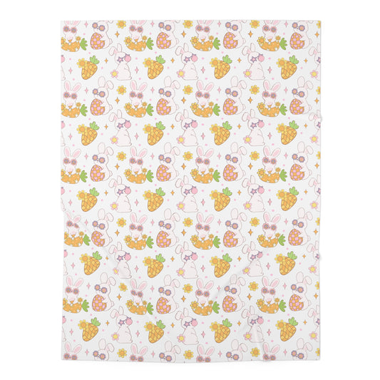First Easter Gift, Retro Easter Baby Blanket, Retro Baby Girl Gift, Retro Bunny Blanket, Easter Blanket, Baby Shower Gift Birthday Gift
