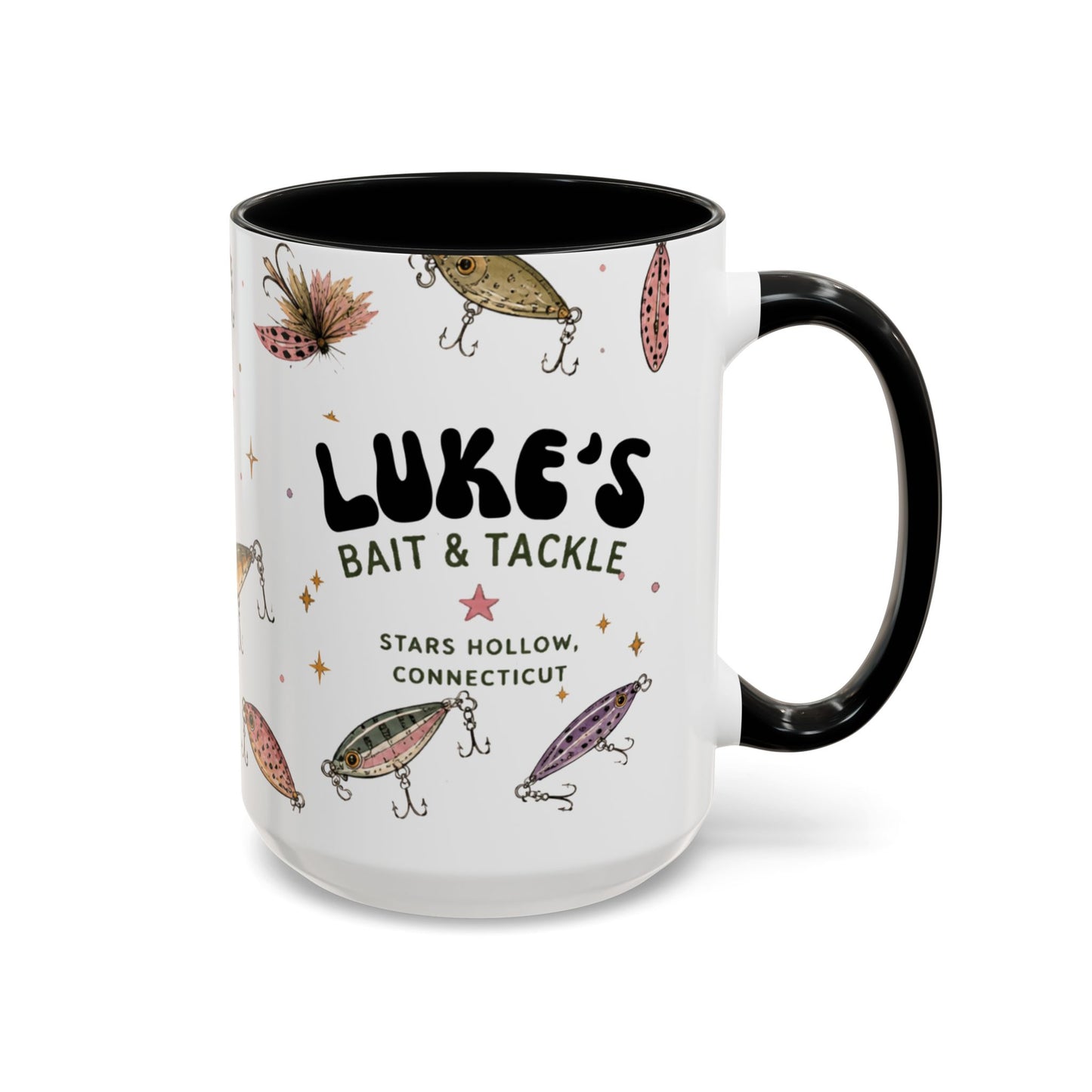 Luke’s Bait & Tackle Fishing Mug – Vintage Lure Coffee Cup (11/15oz)