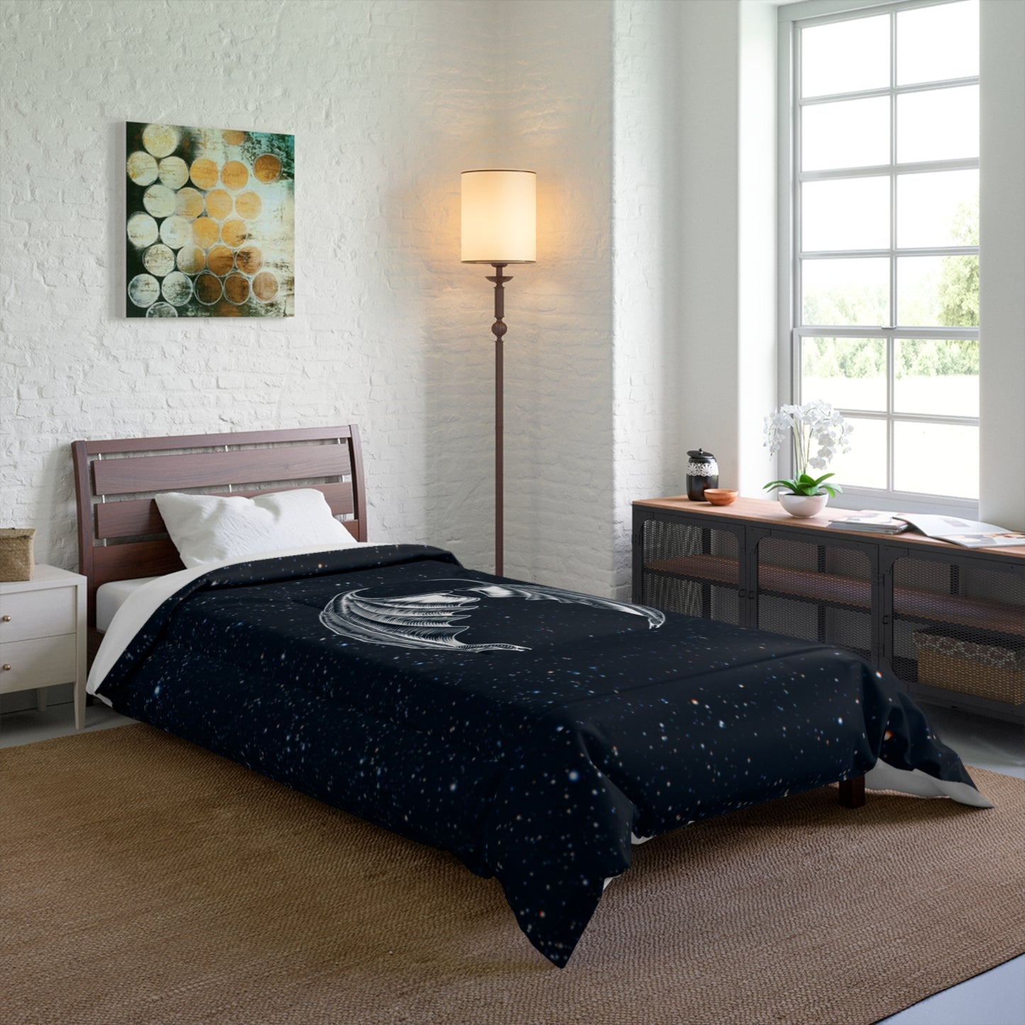 Celestial Comforter - Night Sky Bedding for Cozy Nights, Starry Queen Quilt, A Court of Thorns and Roses Blanket, Celestial Bedroom Decor,