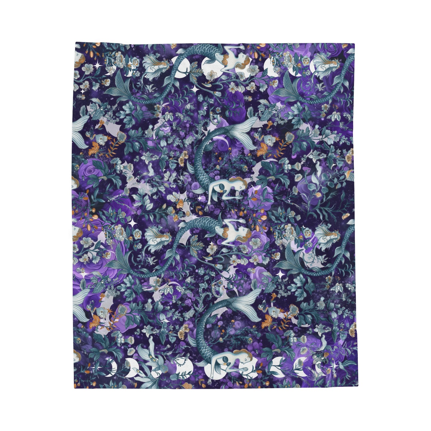 Purple Mermaids Fantasy Blanket Castlecore Home Decor Velvet like Velveteen Throw Coverlet Fourth Wing Reader Booktok Merch