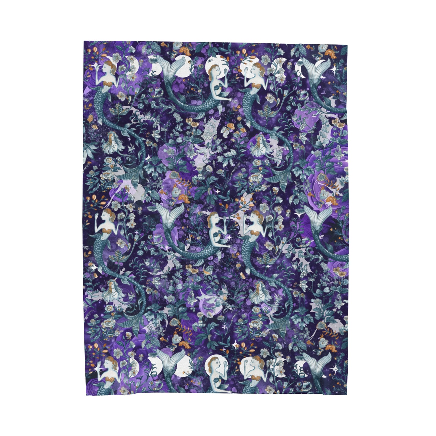 Purple Mermaids Fantasy Blanket Castlecore Home Decor Velvet like Velveteen Throw Coverlet Fourth Wing Reader Booktok Merch