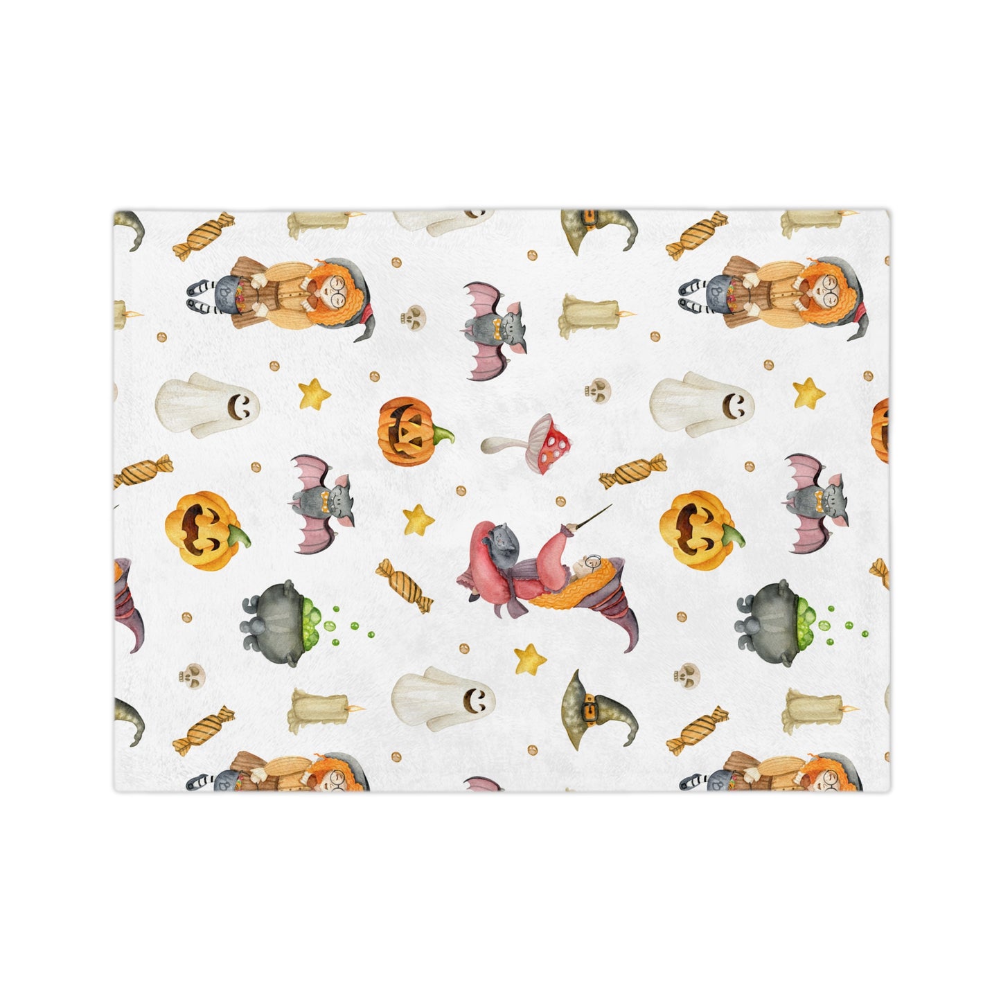 Adorable Witch Halloween Blanket, Velveteen Minky for Spooky Season, Girls Throw Blanket, Halloween Witch bat Blanket, Pink Halloween Baby