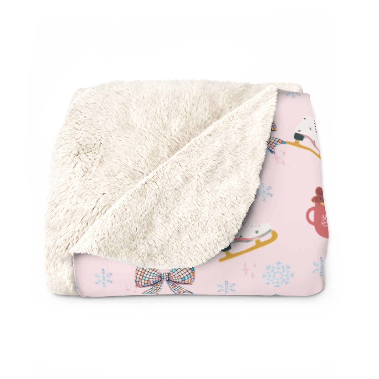 Sherpa Fleece Blanket - Pink Christmas Disco Girls Winter Throw Mirror Ball Home Decor, Viral Gift
