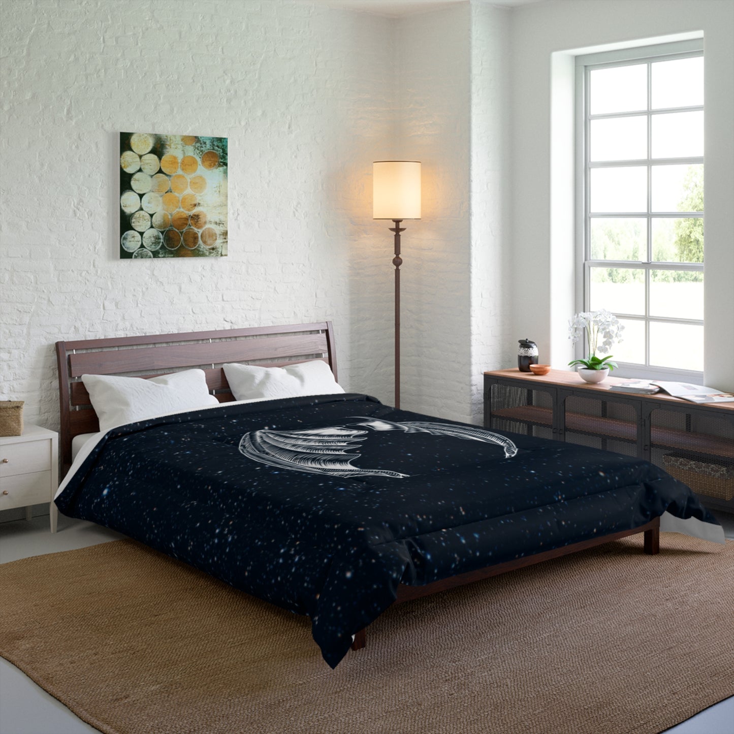 Celestial Comforter - Night Sky Bedding for Cozy Nights, Starry Queen Quilt, A Court of Thorns and Roses Blanket, Celestial Bedroom Decor,