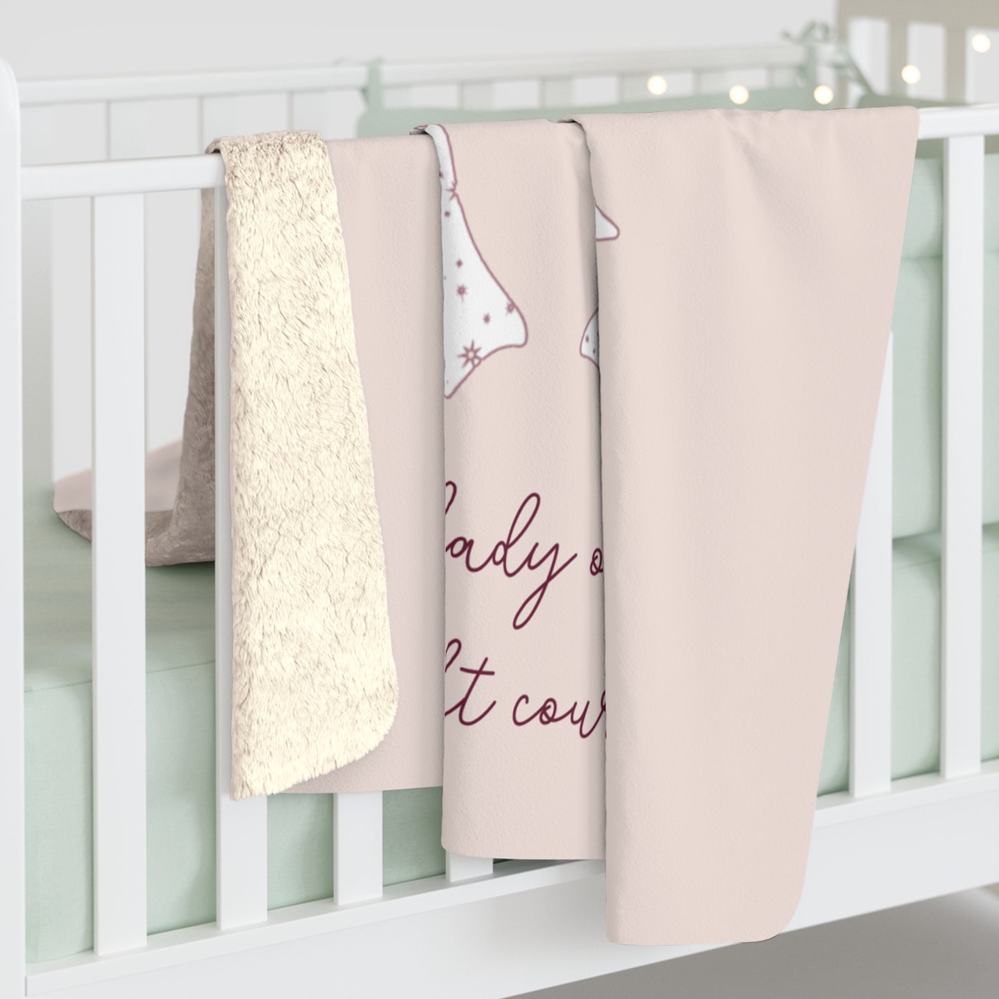 Sherpa Fleece Blanket, Night Court Theme Pink Rose Burgundy Fae Wings Baby Shower Gift