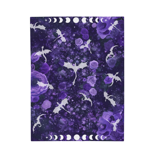 Purple Fantasy Blanket Castlecore Home Decor Velvet like Velveteen Throw Coverlet Fourth Wing Reader Booktok Merch