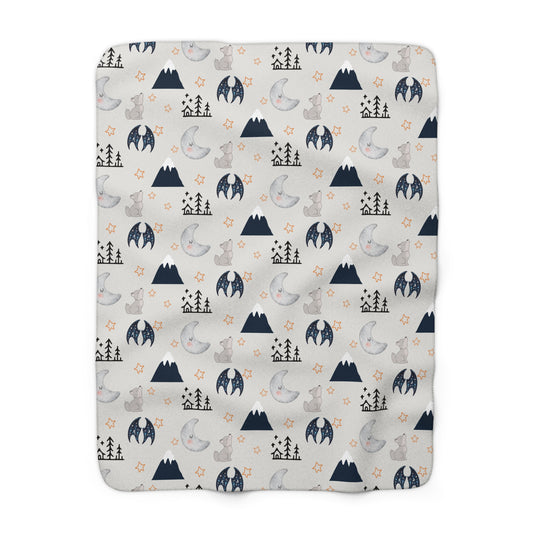 Sherpa Fleece Blanket, Cute Acotar Baby Blanket, Kids Halloween Blanket, Outdoorsy Mountain Bats, Celestial Moons, Boys Blue Fleece, Hygge