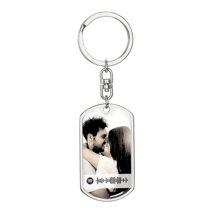 Personalized Couples Keychain for Boyfriend, Custom Photo Keychain, Spotify Music Code, Sentimental Gifts for Girlfriend, Engraved Keychain