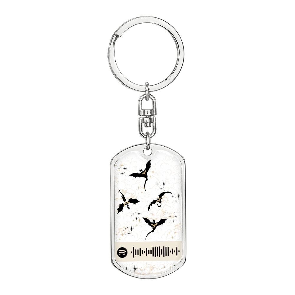 The Fourth Wing Fantasy Gift, 4th Wing Keychain & Sound Ambiance w Spotify Code, Reading Playlist, Gift for Readers