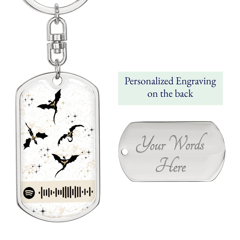 The Fourth Wing Fantasy Gift, 4th Wing Keychain & Sound Ambiance w Spotify Code, Reading Playlist, Gift for Readers