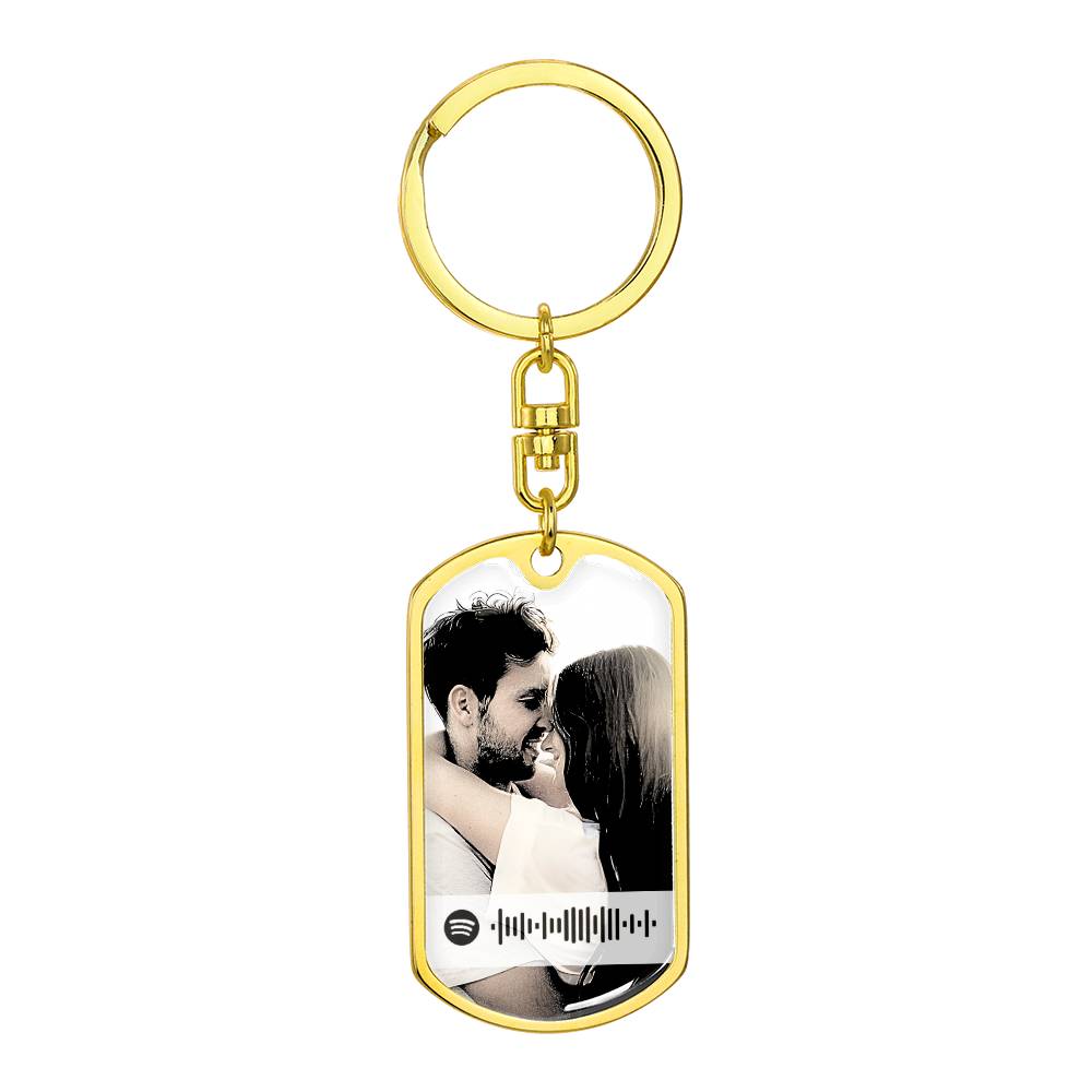 Personalized Couples Keychain for Boyfriend, Custom Photo Keychain, Spotify Music Code, Sentimental Gifts for Girlfriend, Engraved Keychain